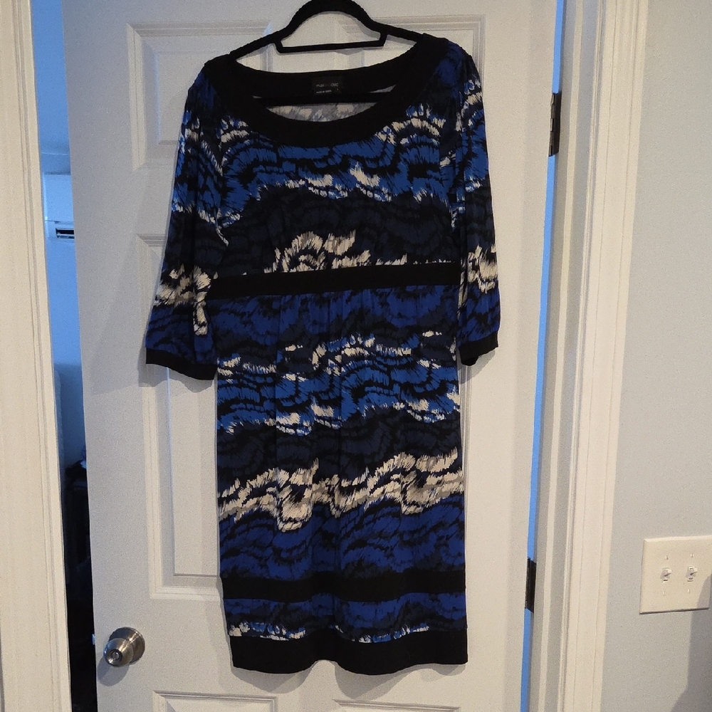 Max & Cleo Blue and Black Long Sleeve Dress